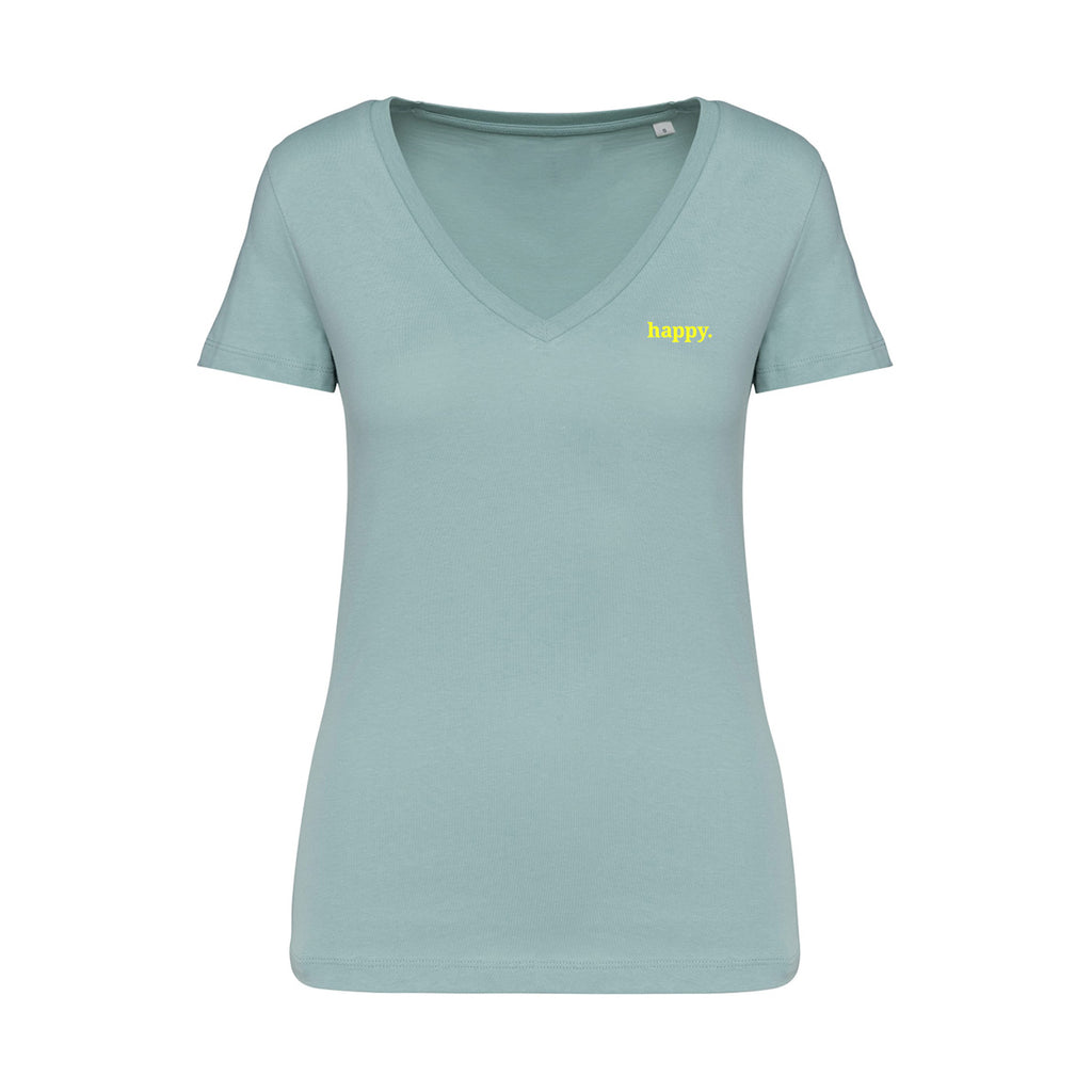 Damen Shirt V-Ausschnitt happy