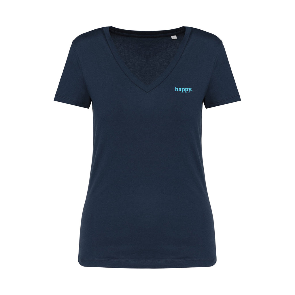 Damen Shirt V-Ausschnitt happy
