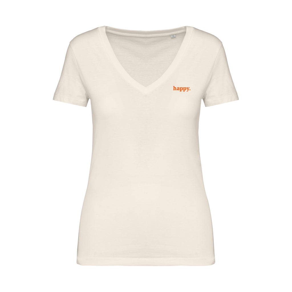 Damen Shirt V-Ausschnitt happy