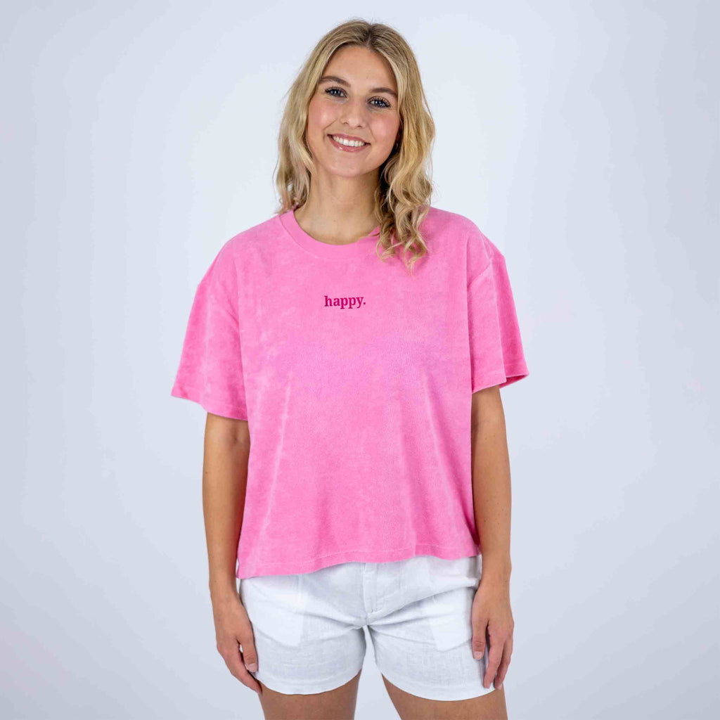 Frottee Damen Shirt happy