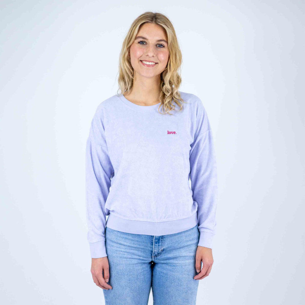 Frottee Damen Longsleeve love