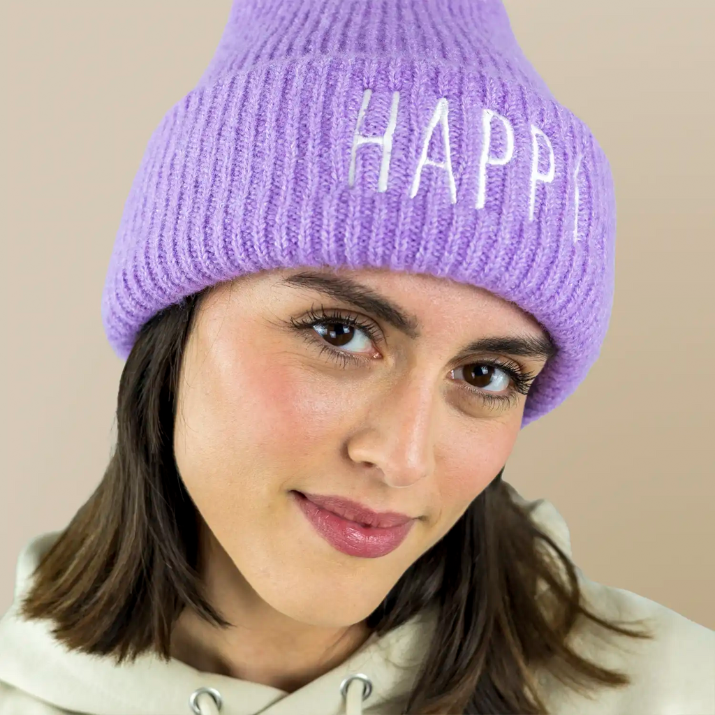 Color Plush Beanie HAPPY