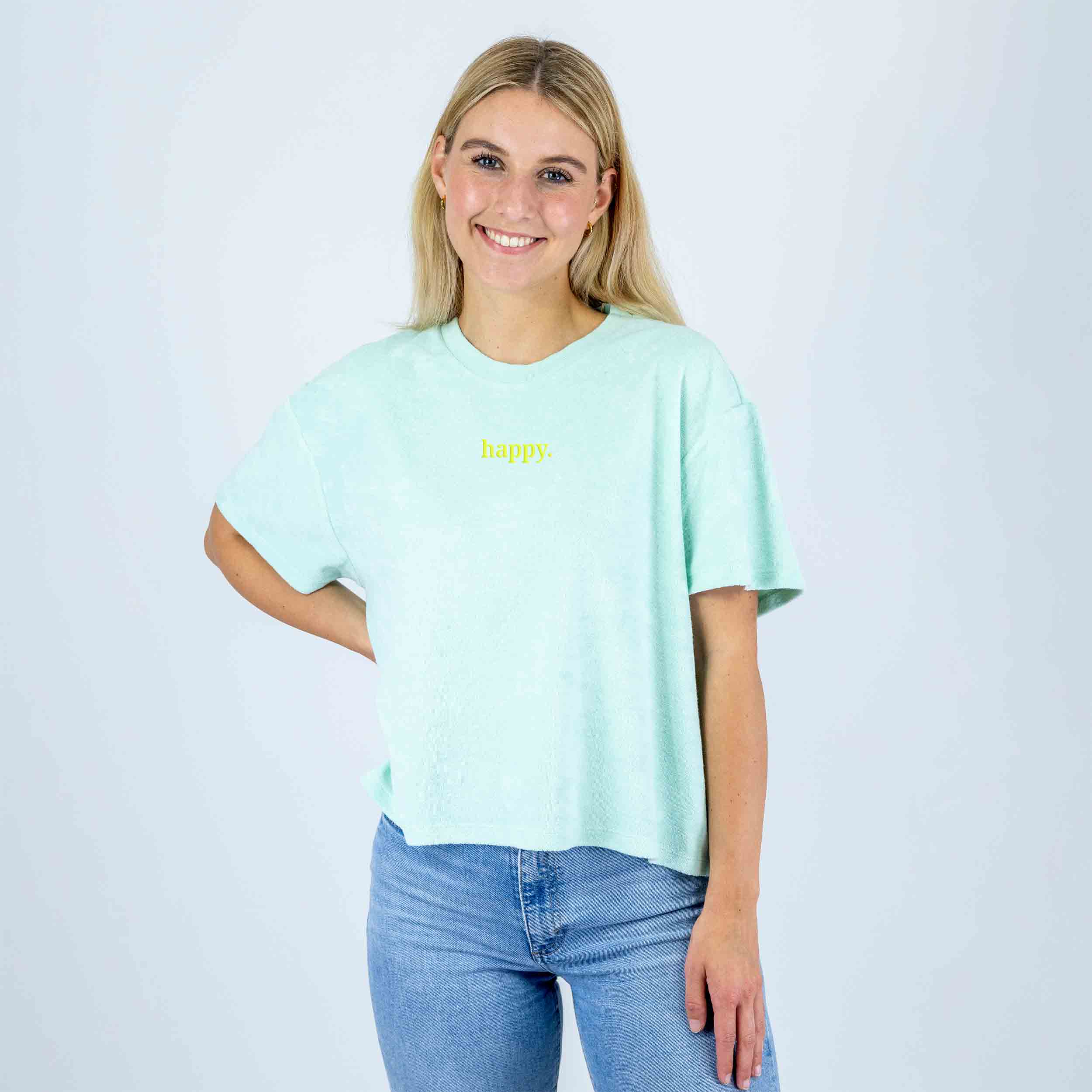 Frottee Damen Shirt happy