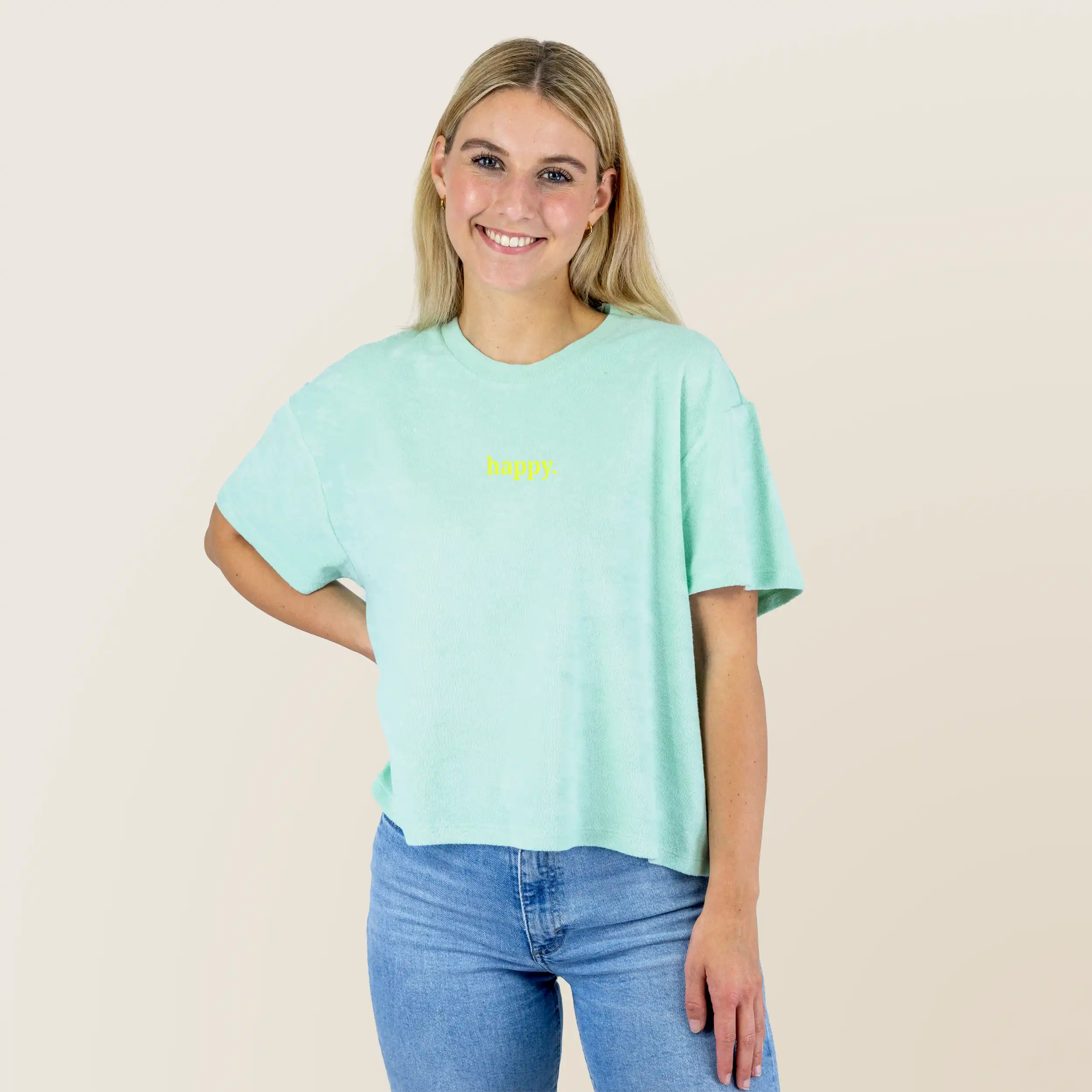 Frottee Damen Shirt happy
