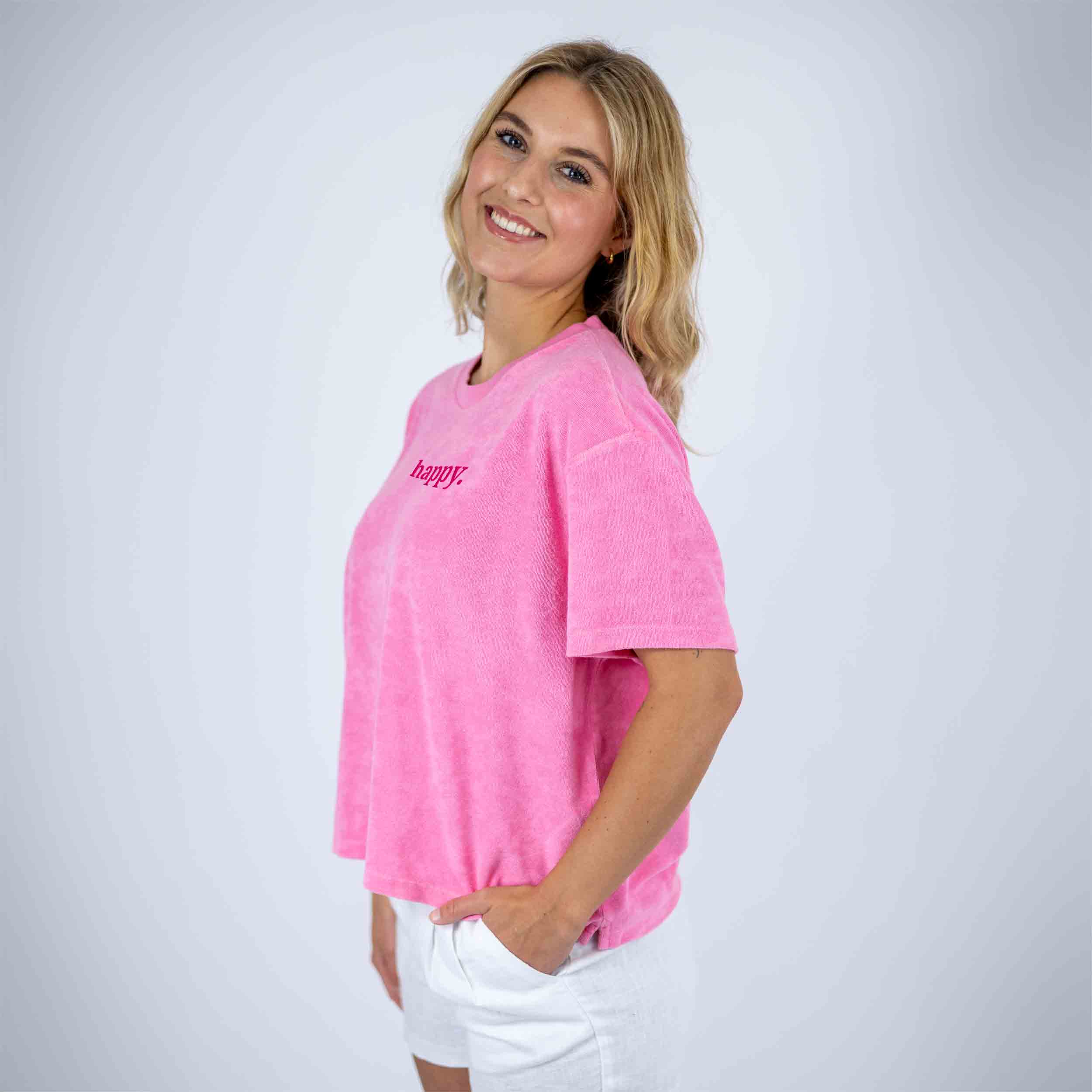 Frottee Damen Shirt happy