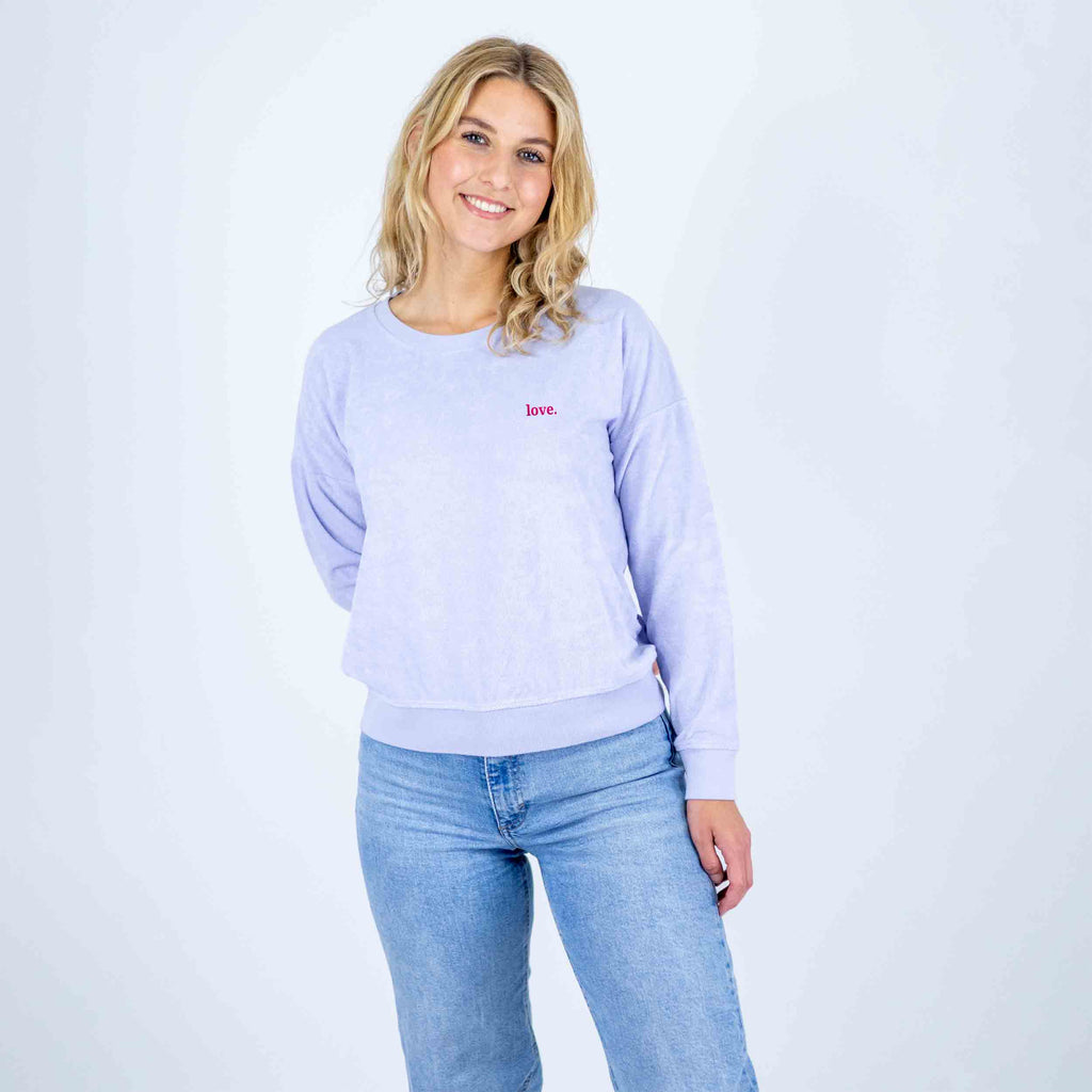 Frottee Damen Longsleeve love