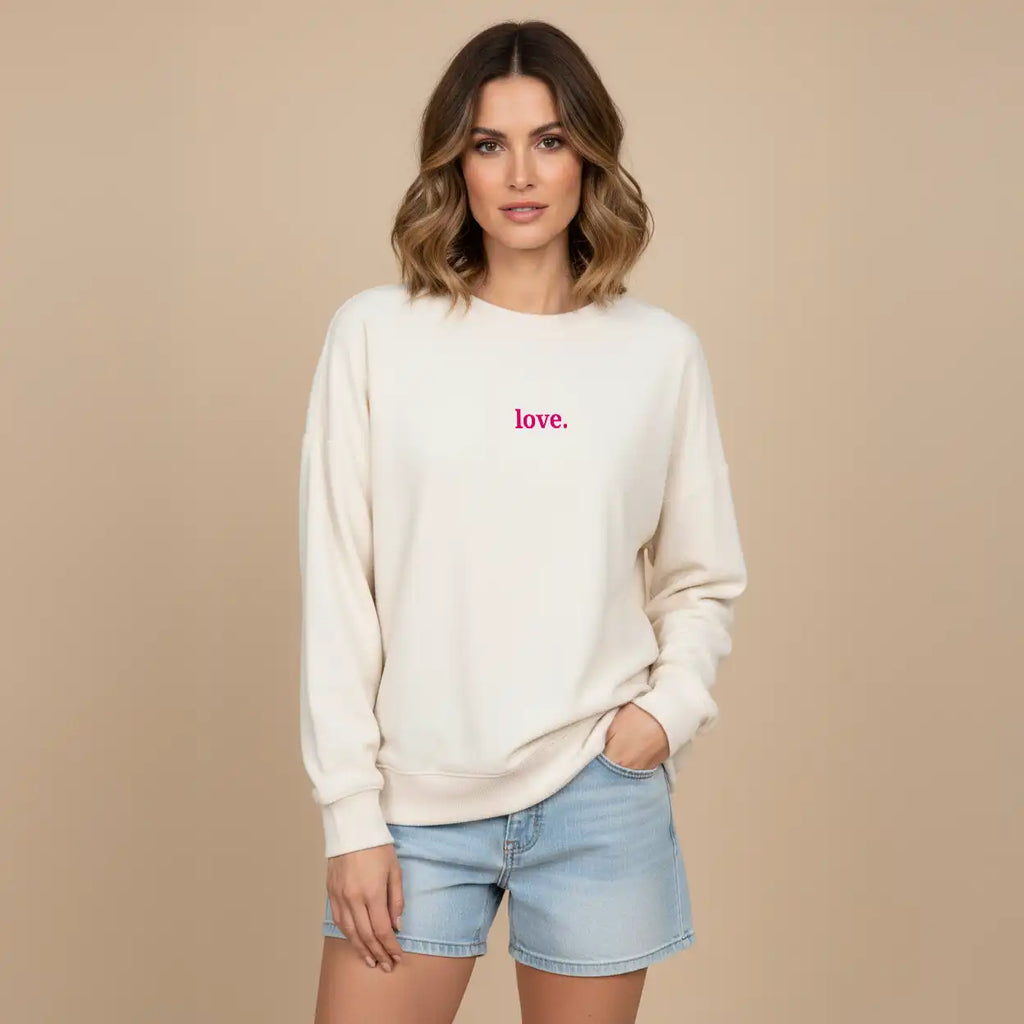 Frottee Damen Longsleeve love