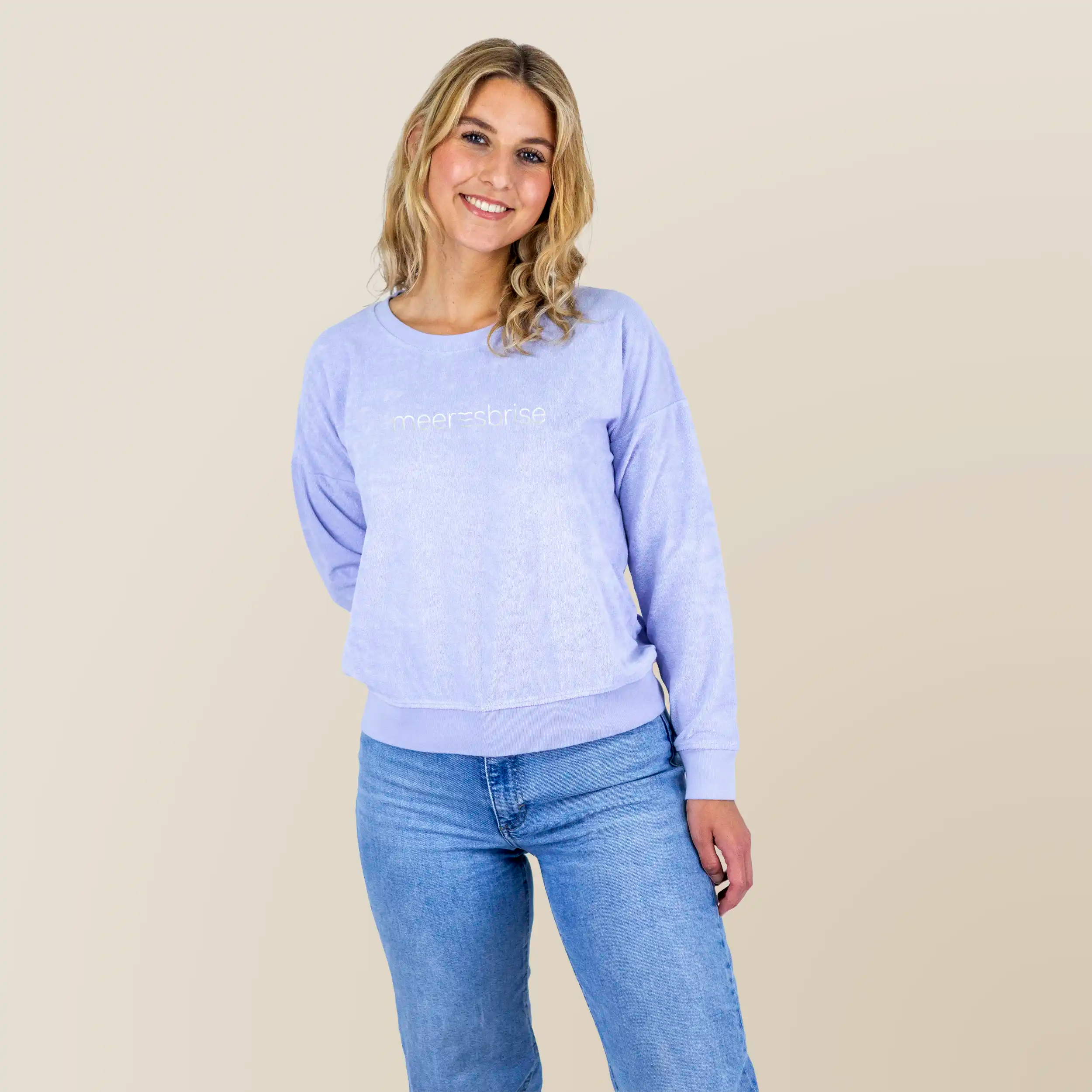 Frottee Damen Longsleeve meeresbrise