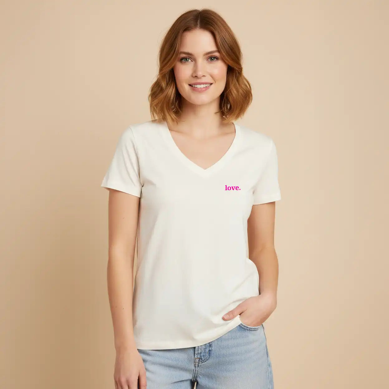 Damen Shirt V-Ausschnitt love
