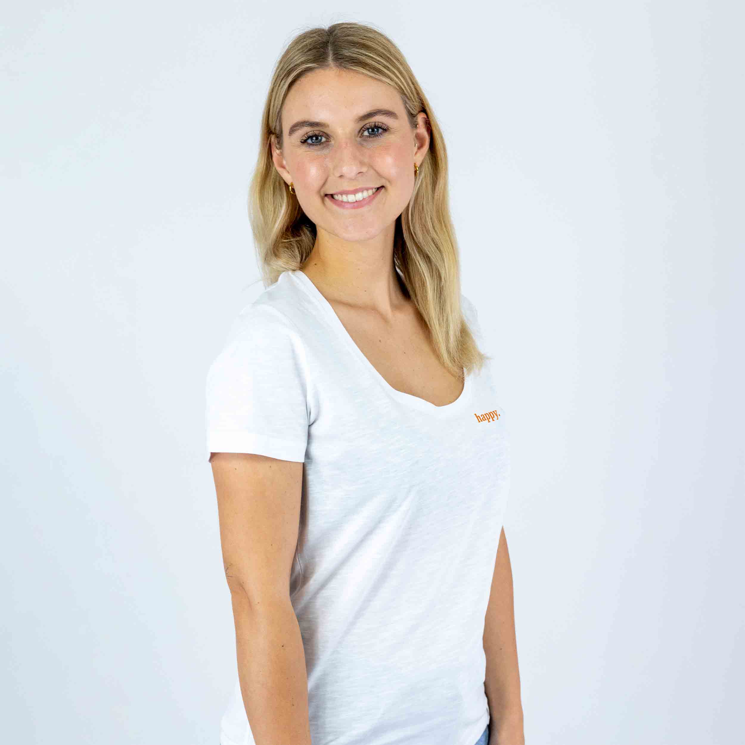 Damen Shirt V-Ausschnitt happy