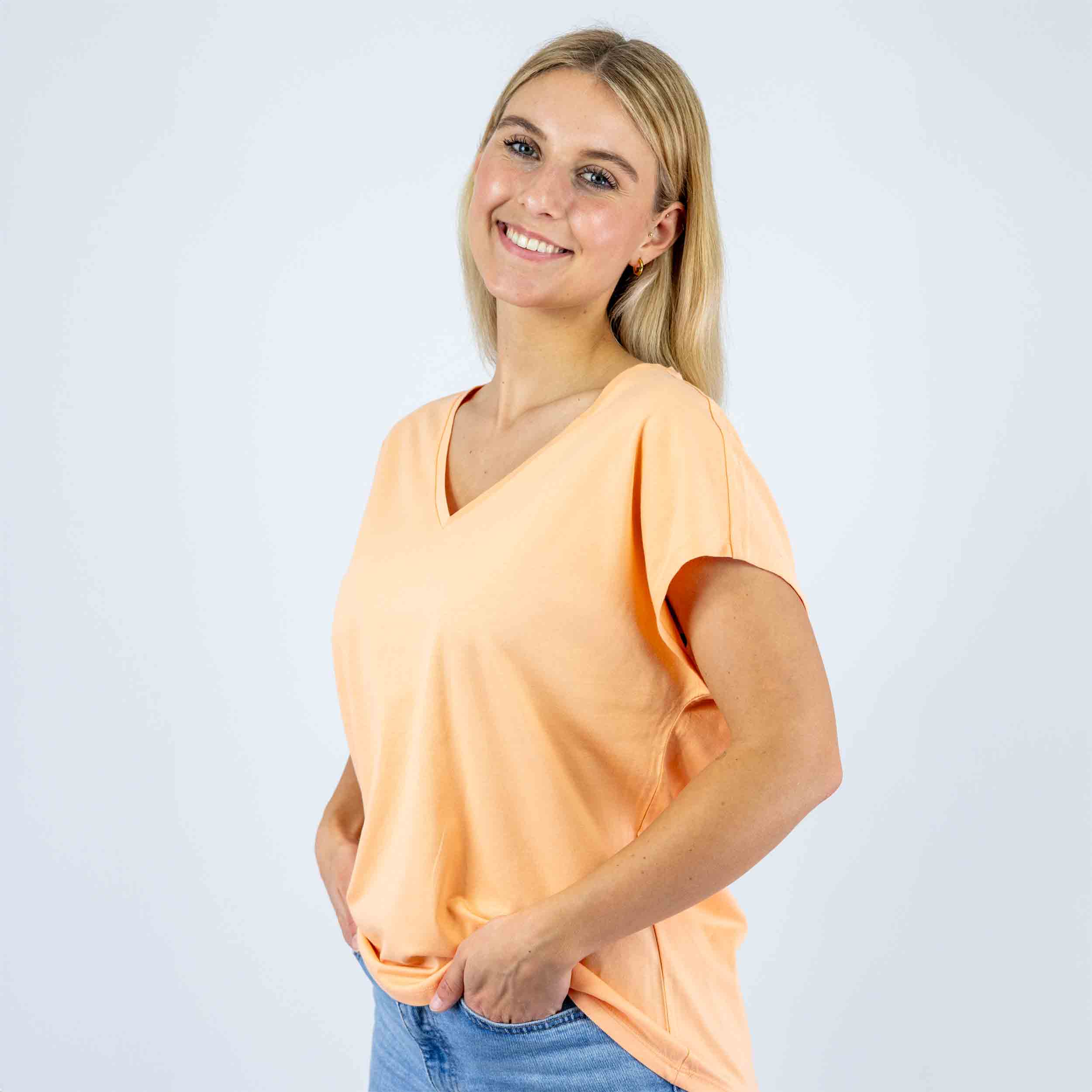 Loose Fit Damen V-Shirt