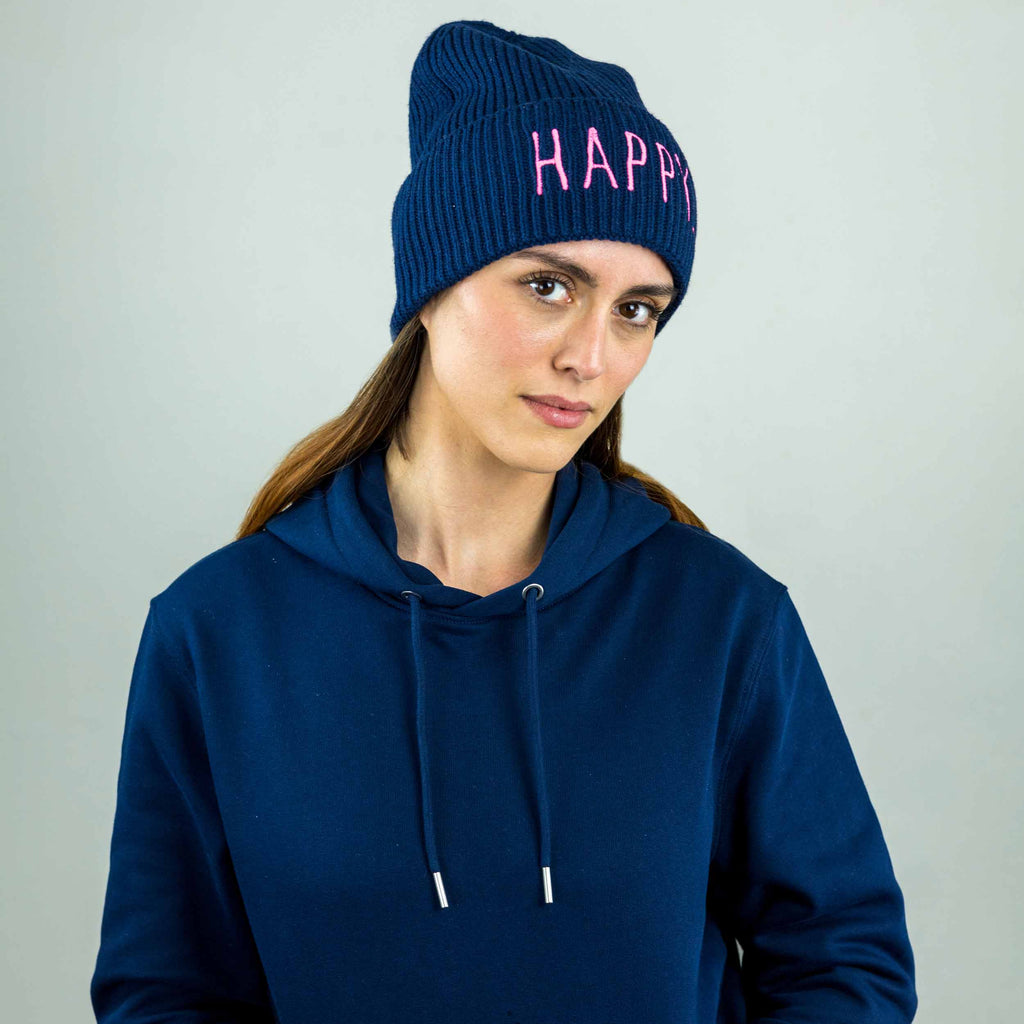 meeresbrise Organic Oversized Beanie HAPPY