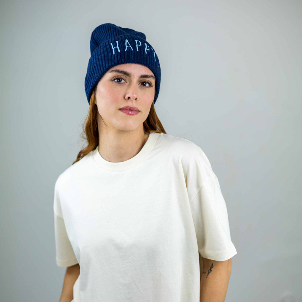 meeresbrise Organic Oversized Beanie HAPPY